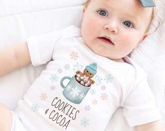 Hot Cocoa Birthday Party Onsie, Cookies and Cocoa Birthday Shirt, Gingerbread Birthday Shirt One, Hot Cocoa Christmas Birthday Tee Girl Boy