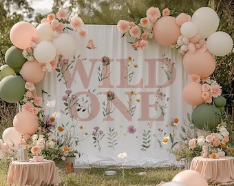 Wild One Floral Backdrop, Wildflower Birthday Backdrop, Wild Flowers Birthday Decor, Wild and Wonderful Decor, Photography Backdrop Floral