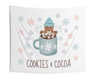 Hot Cocoa Birthday Party Backdrop, Gingerbread Cookie Birthday Party Backdrop Cookies & Cocoa Banner, Cookie Cocoa Birthday Party Decoration