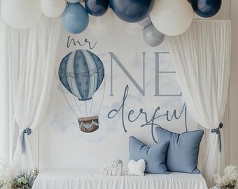 Mr One Derful Backdrop, Boy 1st Birthday Backdrop, Little Mr Onederful Decorations, Mr Onederful First Birthday Backdrop, Blue Gray 1st Bday