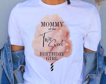 Cotton Candy Birthday Shirt, 2nd Birthday Party Mommy and Me T-shirt, Two Sweet Birthday Family Shirts, Candy Mom Shirt, 2 Sweet Party Shirt