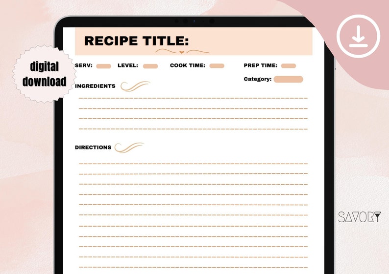 Recipe Book Template | Recipe Fillable Template | Healthy Dessert ...