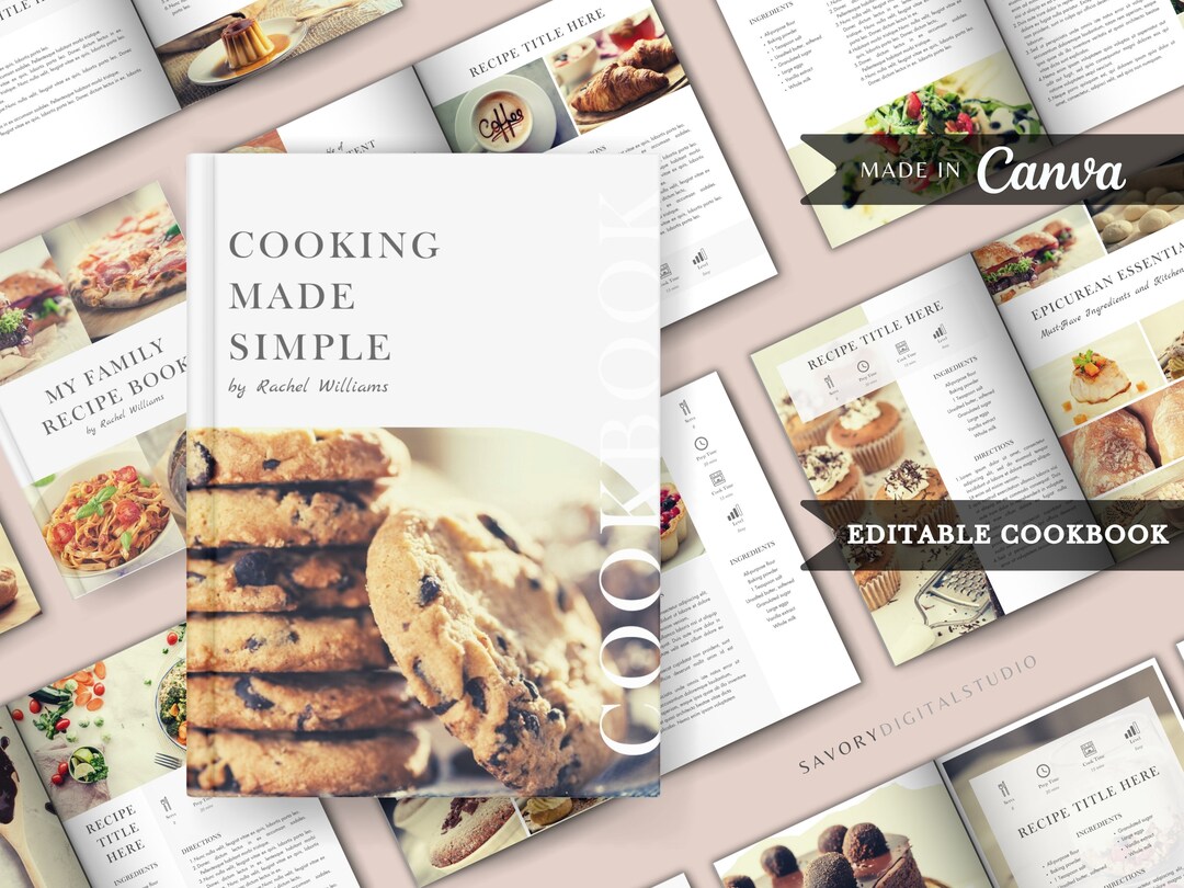 Personalized Recipe Book Template, DIY Cookbook (canva, Digital