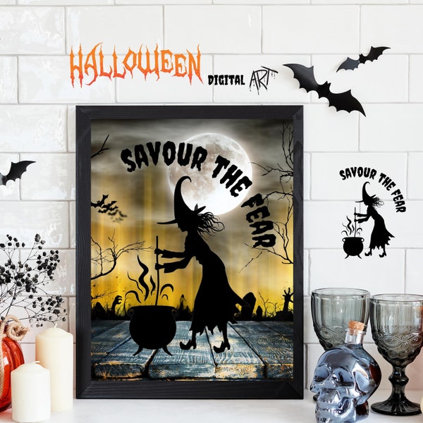 Spooky Halloween Wall Art Printable | Instant Download | Halloween Art Printable | Halloween Party Decor | Spooky Graphic Design