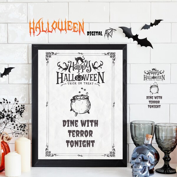 Spooky Halloween Wall Art Printable | Instant Download | Halloween Art Printable | Halloween Party Decor | Spooky Graphic Design