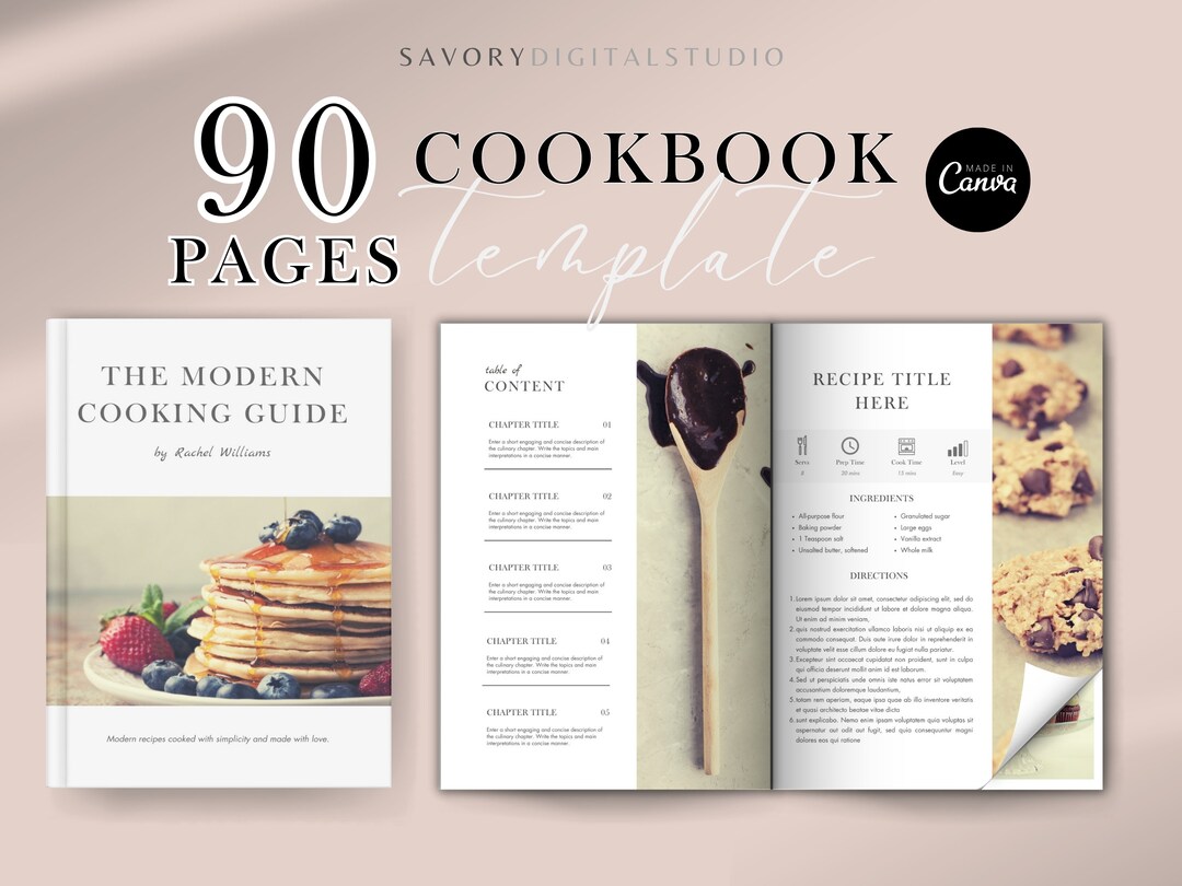 Cookbook Template, Personalized Recipe Book Template, Recipe Template, Editable Cookbook, Recipe