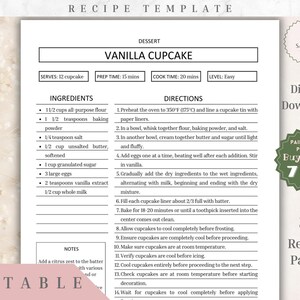 Recipe Book Template | Editable Recipe Sheet Template | Recipe Cards | Recipe Template | Recipe Binder | Meal Planner Printable | Digital