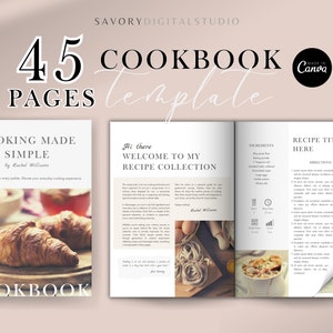 Cookbook Template, Personalized Recipe Book Template, Recipe Template, Editable Cookbook, Recipe Cards, Canva Template, Digital Download