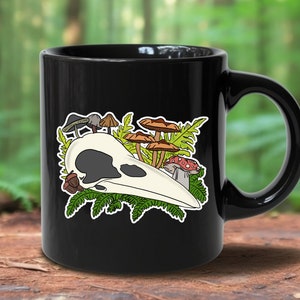 Raven Skull Artistry Sticker, Goblin Core Aesthetic, Water-resistant Indoor/Outdoor Decoration