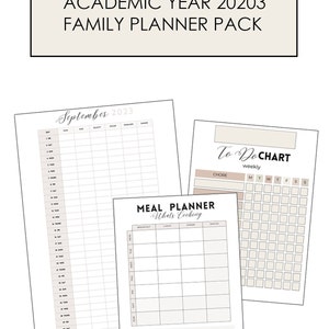 2023 Academic Family Planner/ Calendar Sheets