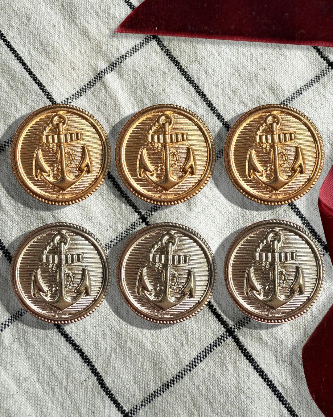 Vintage Metallic Nautical Anchor Embossed Buttons, 15mm / 20mm / 25mm ...