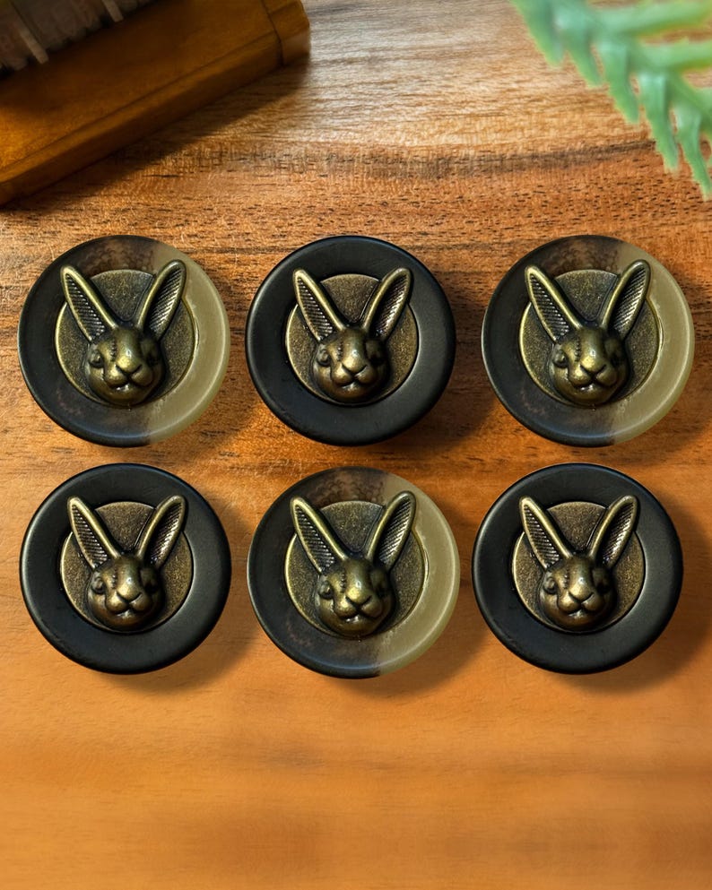 Vintage Style Rabbit Faux Horn Buttons, 18mm / 25mm Black or Ombré Rim ...