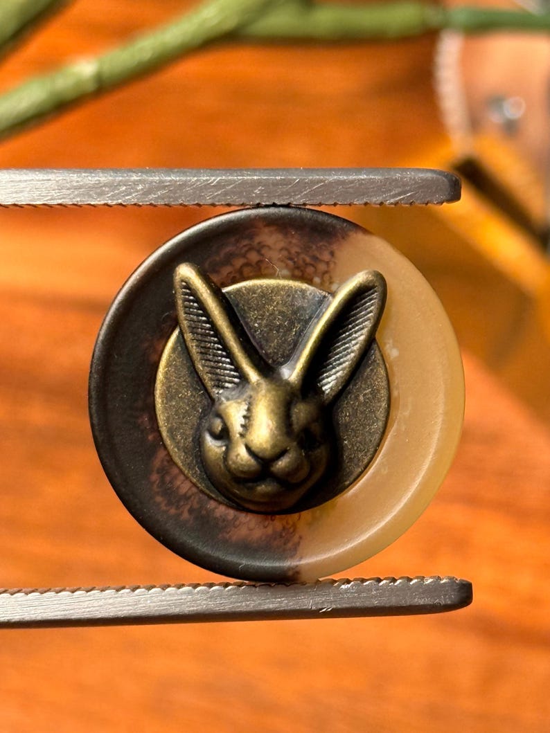 Rebit Button Vintage Style Rabbit Faux Horn Buttons, 18mm / 25mm Black or Ombré Rim ...