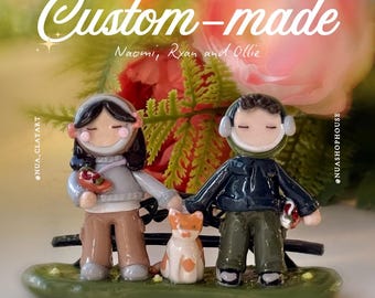 Custom nua Character Figurine | Personalised Family Portrait with Pet, couple gifts