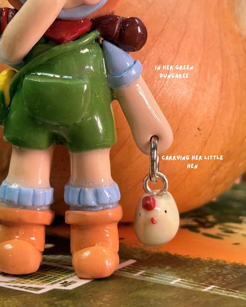Cori the Hen Keeper | nua character | Polymer Clay Keychain image 3