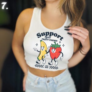 Support Your Fruity Friends Shirt | Pride Month Graphic Tee | Funny LGBTQ+ Fruit Top | Queer Pride Festival Crop Top