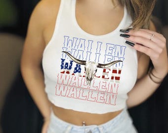 Red White Blue Country Girl Crop Tank Top: Western Patriotic Shirt