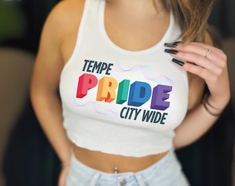 Tempe Pride-tanktop: regenboog grafisch gewas, LGBTQ+ festivalshirt