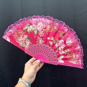Pink Festival Fan | Folding Hand Fan for Raves & Parties | Lightweight Fan | EDM Accessory | Performance Prop | Drag Fan | Dance Fan