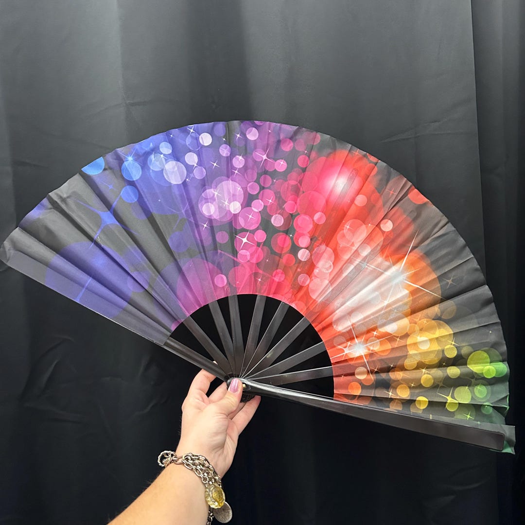 Rainbow Folding Fan: Rave Festival EDM Dance Accessory - Etsy