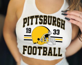 Camiseta gráfica de fútbol de Pittsburgh / Camiseta estilo vintage para el día del partido / Ropa retro negra y dorada