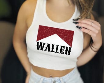 Cropped tanktop Wallen: wit countryconcertshirt