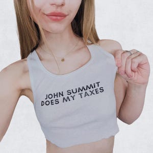 John Summit Does My Taxes Cropped Tank Top