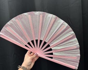Pink Glitter Festival Fan: Rave EDM Dance Performance Prop
