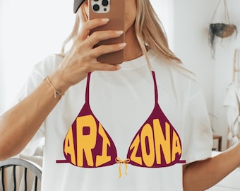 Tempe Arizona Bikini Tank Top | Maroon and Gold Graphic Crop | Tailgate club Gameday T shirt