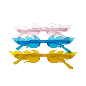 3 Pack Rave Sunglasses | Festival Glasses Set | Sunglasses | Party Shades for Summer, Costumes & Raves | Colorful Flame Funky Sunglasses