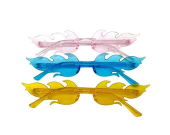 Flame Rave Sunglasses 3er Pack: Bunte Festival Party Sonnenbrillen