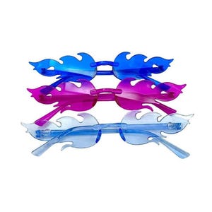 3 Pack Rave Sunglasses | Festival Glasses Set | Sunglasses | Party Shades for Summer, Costumes & Raves | Colorful Flame Funky Sunglasses