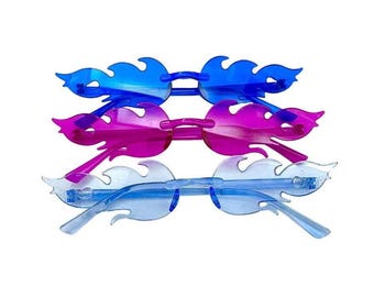 Flame Rave Sunglasses 3er Pack: Bunte Festival Party Sonnenbrillen