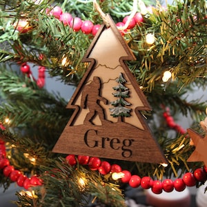 Bigfoot Christmas Ornament Customized with Your Name