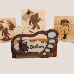Bigfoot / Sasquatch / Yeti 5 Piece Coaster Set w/ Holder