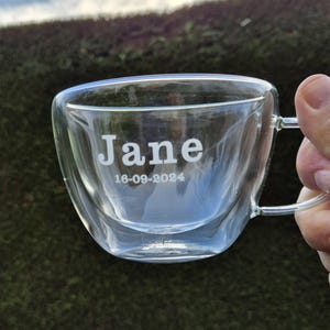 Personalized Double wall Tea Cup, Custom Glass Coffee Cup