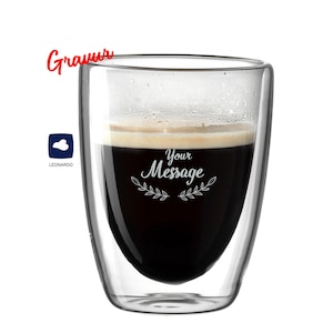 Double-walled glass thermo coffee & tea mug with engraving | tea glass double-walled personalisable | double-walled latte macchiato glasses