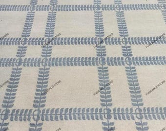 Modern Turkish blue with cream Oushak Made to Order (In Any Size!) Geometric Knotted Modern Oushak rug/ large area/sage/muted oushak rug..