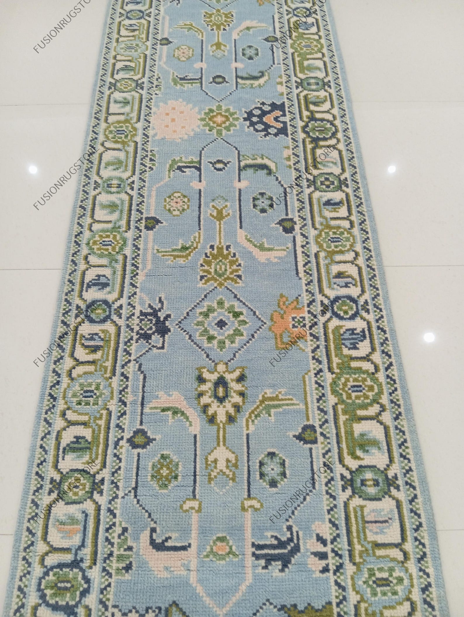 2x8 Hand Knotted Blue Oushak Runner Rug