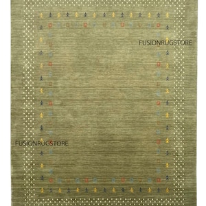 Olive Green Minimal 8 X10 Rug, Hand-knotted Solid Color Wool Rug: Verdant Meadows Area Rug 5x8 6x9 8x10 9x12 rug