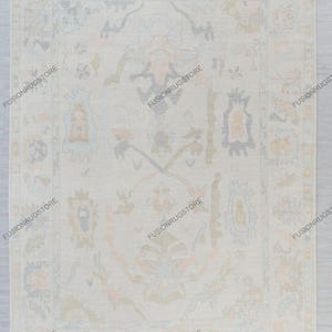 Cream Muted Modern Oushak Rug Premium Wool Hand Knotted Turkish Inspired, CUSTOMIZE in any size.