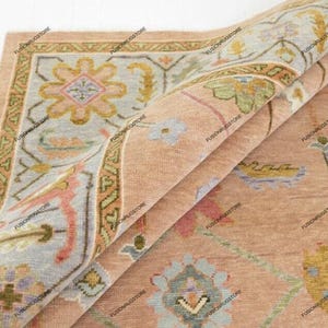 9x12 orange modern oushak made to order geometric patterns contemporary design large are rug.