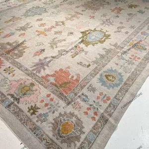 10x14 sky colour pastel Antique and beautiful design rug 8x10, 9x12, 10x14 12x15 Hand Knotted Traditional Persian Vintage Oushakrug.