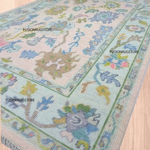 8x10 Light Pink Multi Size Contemporary Oushak Rug Soft Pink Accent 5x8, 6x9, 8x10, 9x12, 10x14   12x15 Rug Oversize Luxury Hand made Rug