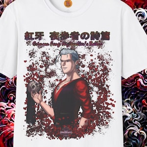 Anime Gothic T-Shirt | Dark Fantasy Vampire Print | Original Crimson Fang Art