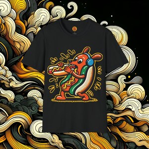 Hot Dog Kopfhörer T-Shirt - Lustiges Cartoon Foodie T-Shirt, Einzigartiges Musikliebhaber Geschenk