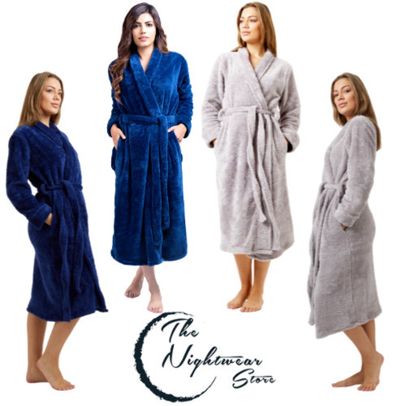 Womens Fleece Robes Super Soft Fleece Dressing Gown With Tieup and