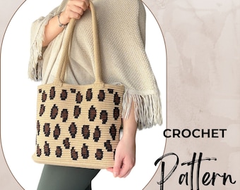 Leopard Tapestry Crochet Pattern,Wayuu Mochila Shoulder Bag (PDF-Video Pattern)