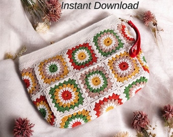 Granny Square Crochet Bag Pattern,Bohemian Women Purse(Pdf-Video Pattern)