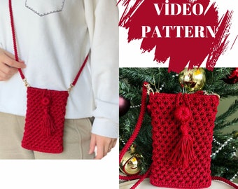 Crochet Phone Bag Pattern: Red Crossbody Cellphone Purse (Video Pattern)